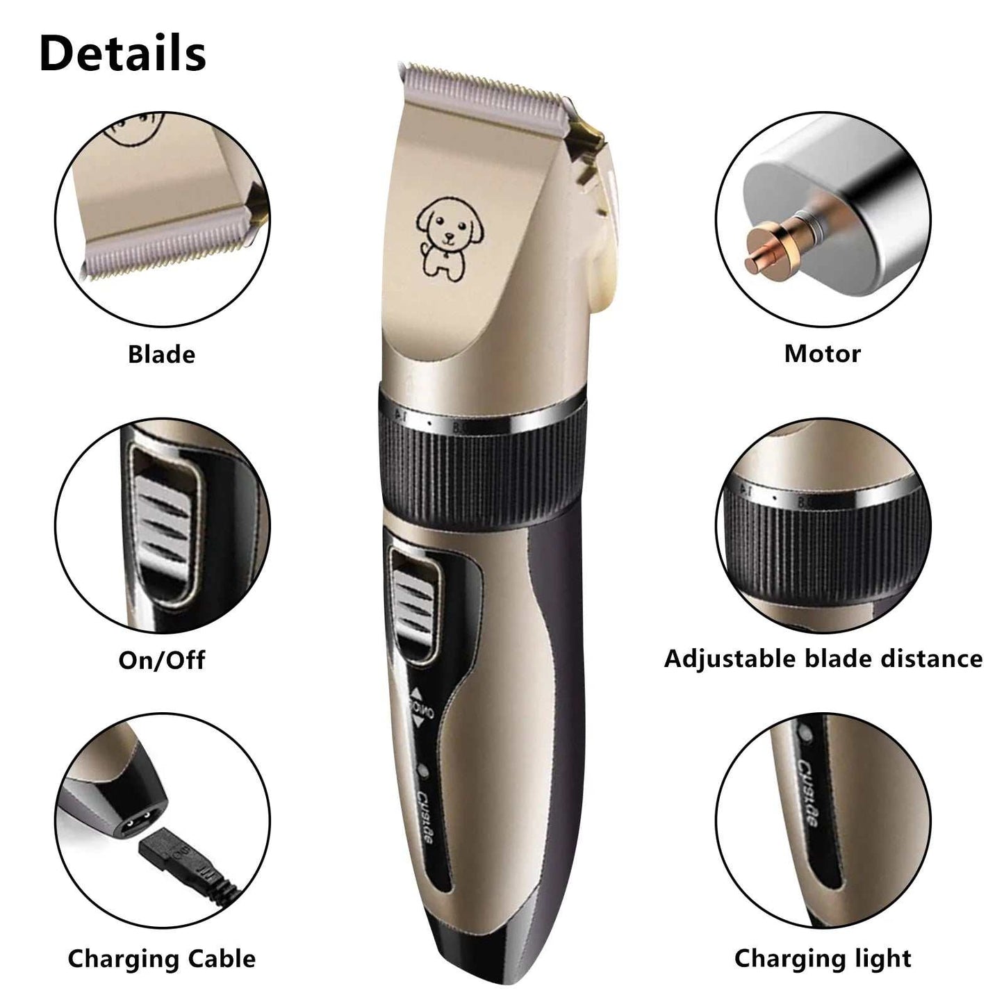 Quiet Rechargeable Dog Clippers For Professional Pet Grooming And Trimming 9022673486044-1