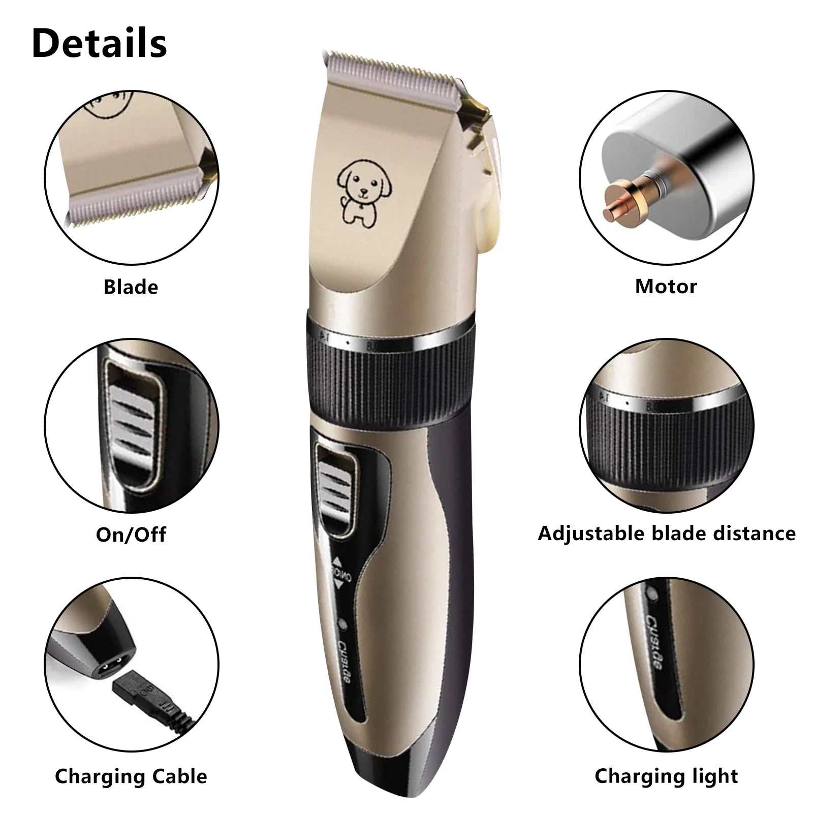 Quiet Rechargeable Dog Clippers For Professional Pet Grooming And Trimming 9022673486044-1