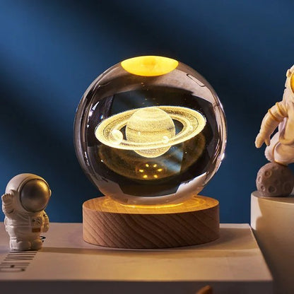 3D Solar System Crystal Ball With Optional LED Light Base 9739844026670-1