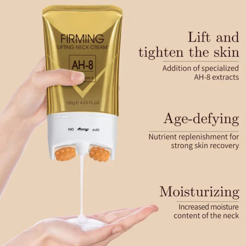 Neck Firming Cream with Roller Applicator | Anti-Aging Moisturizer with AH-8 & Ceramides | 50ml 15152385261894-1
