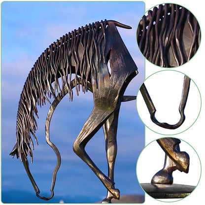Elegant Metal Horse Sculpture Decoration For Garden Yard And Home Display 6849915027556-1