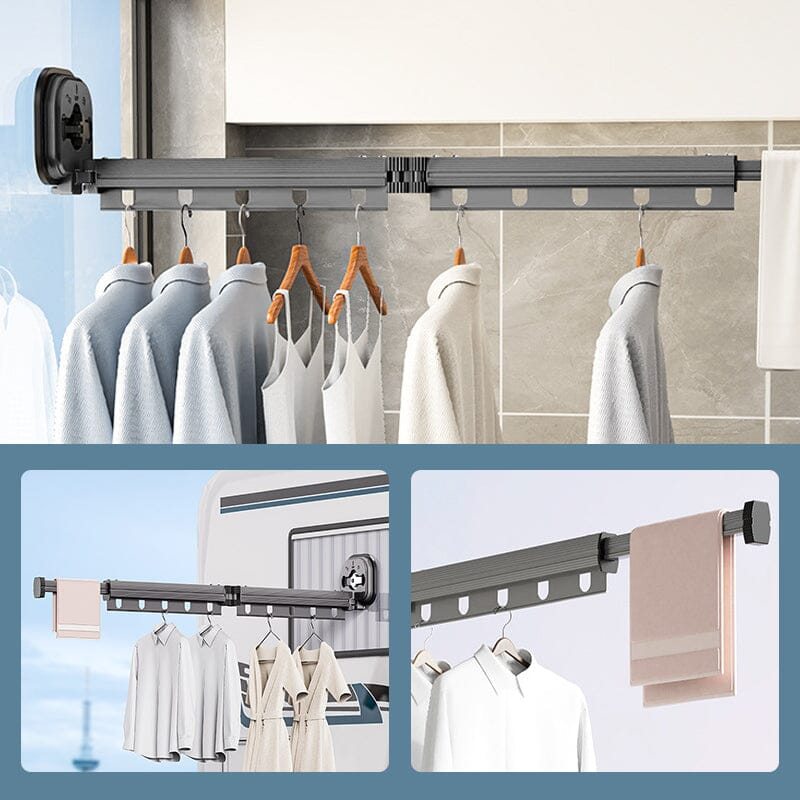Wall-Mounted Foldable Clothes Drying Rack With Suction Cup 7252147306596-1