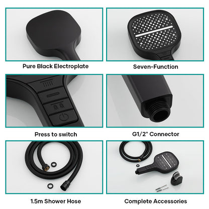 Seven Levels Shower Head Providing Adjustable Water Pressure For Relaxing Bath Experience 7192653234276-1
