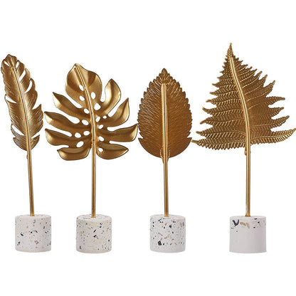 Metal Leaf Sculpture Ornament For Elegant Modern Home Table Decoration 6850551677028-1