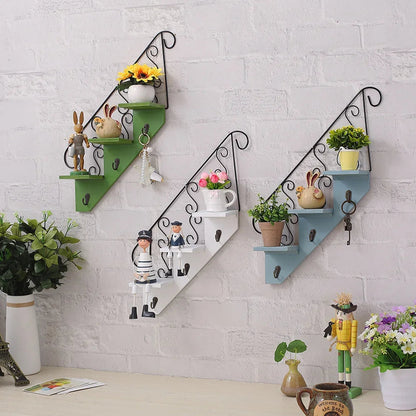 Scandinavian Wind Iron Hanging Hook Shelf With Flower Pot Holders 14815654347078-1
