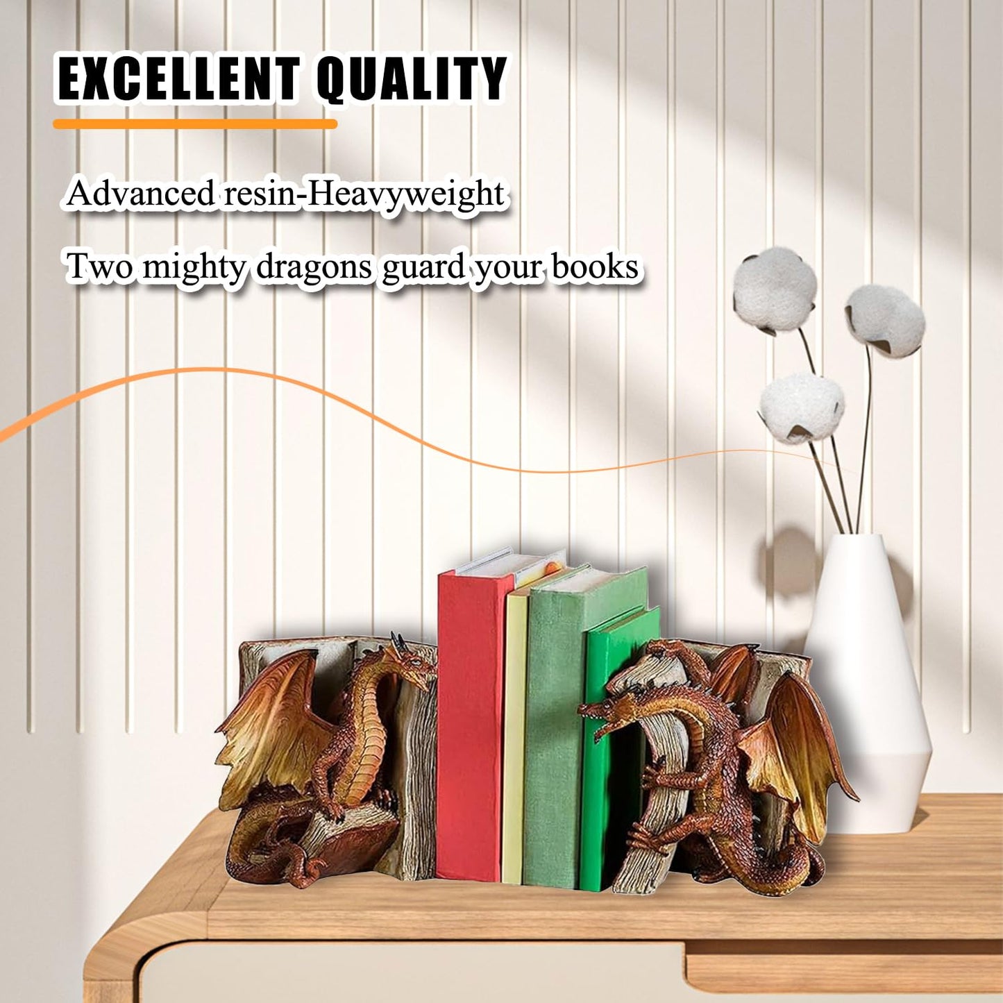 Medieval Dragon Resin Bookends Gothic Fantasy Decorative Bookshelf Home Ornament 10043844919598-1