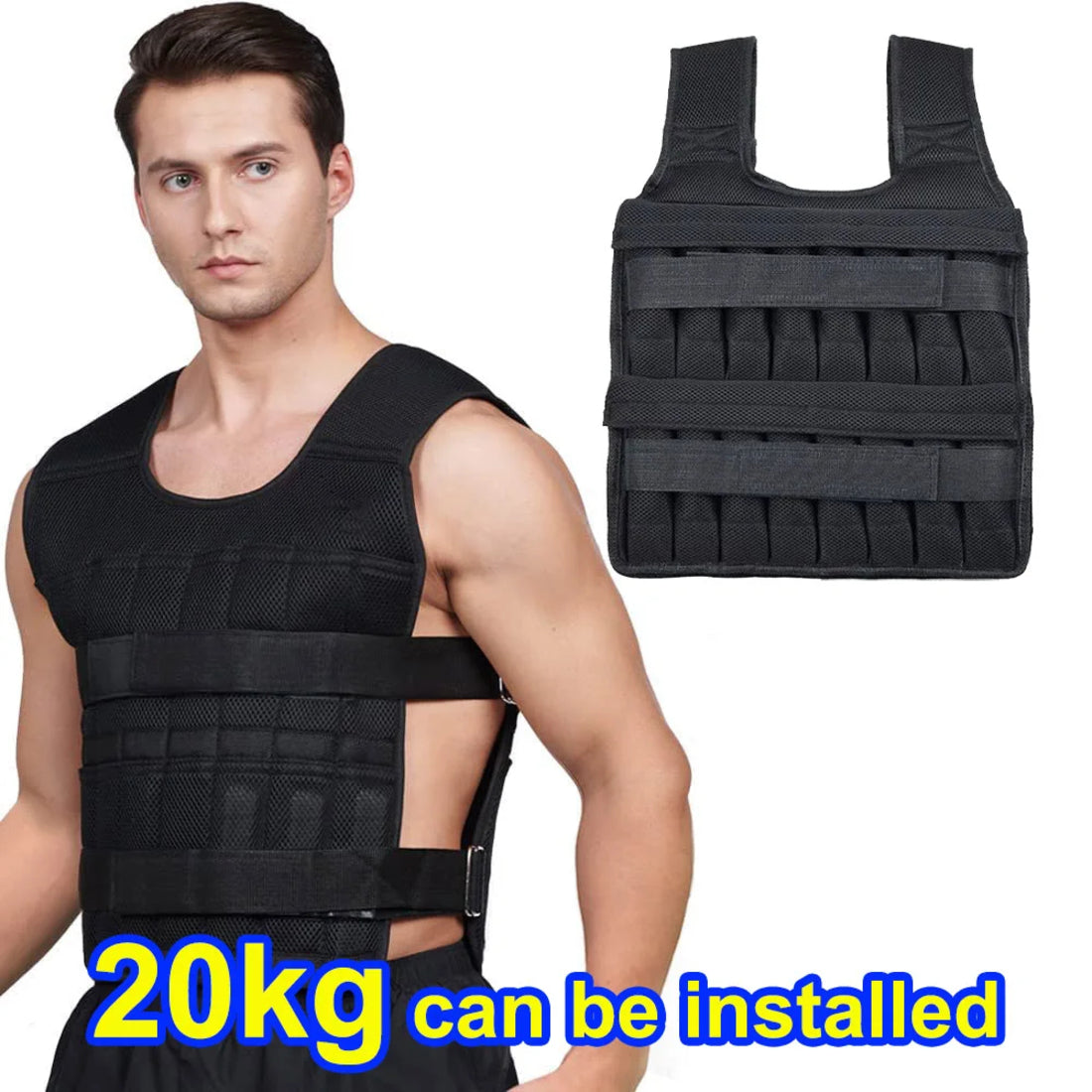 Exercise Weight Vest - 20Kg Adjustable Exercise Loading Weight Vest for Fitness Training