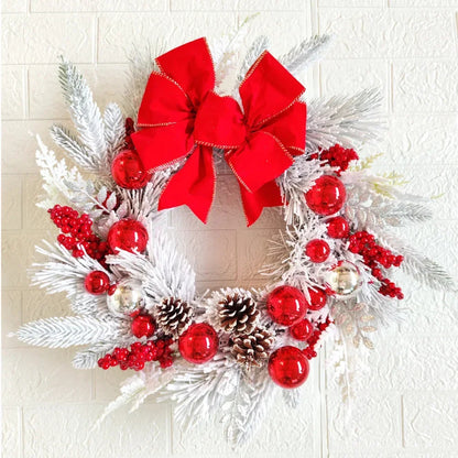 The Cordless Prelit Red And White Holiday Trim - Christmas Flocking Flower Garland Door