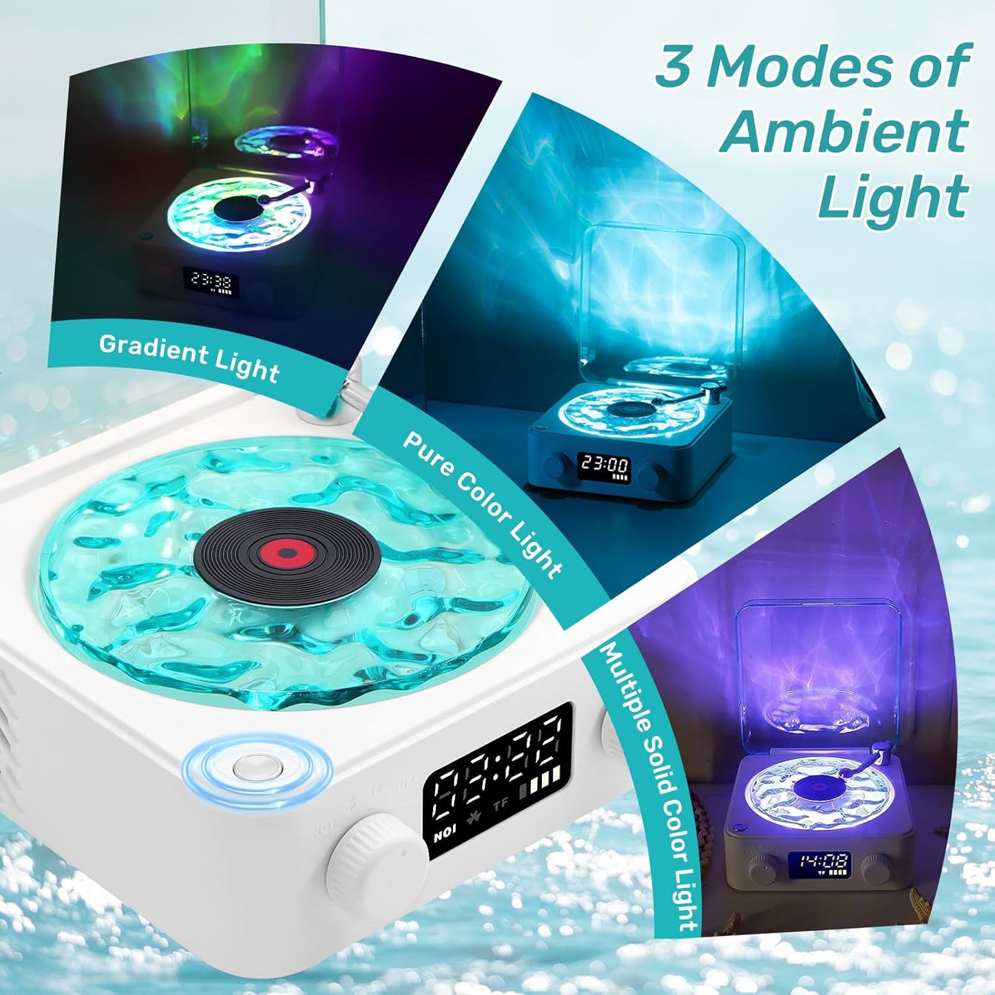 Ocean Waves Vinyl Bluetooth Speaker Ambient Light Music Projector 8644103930013-1