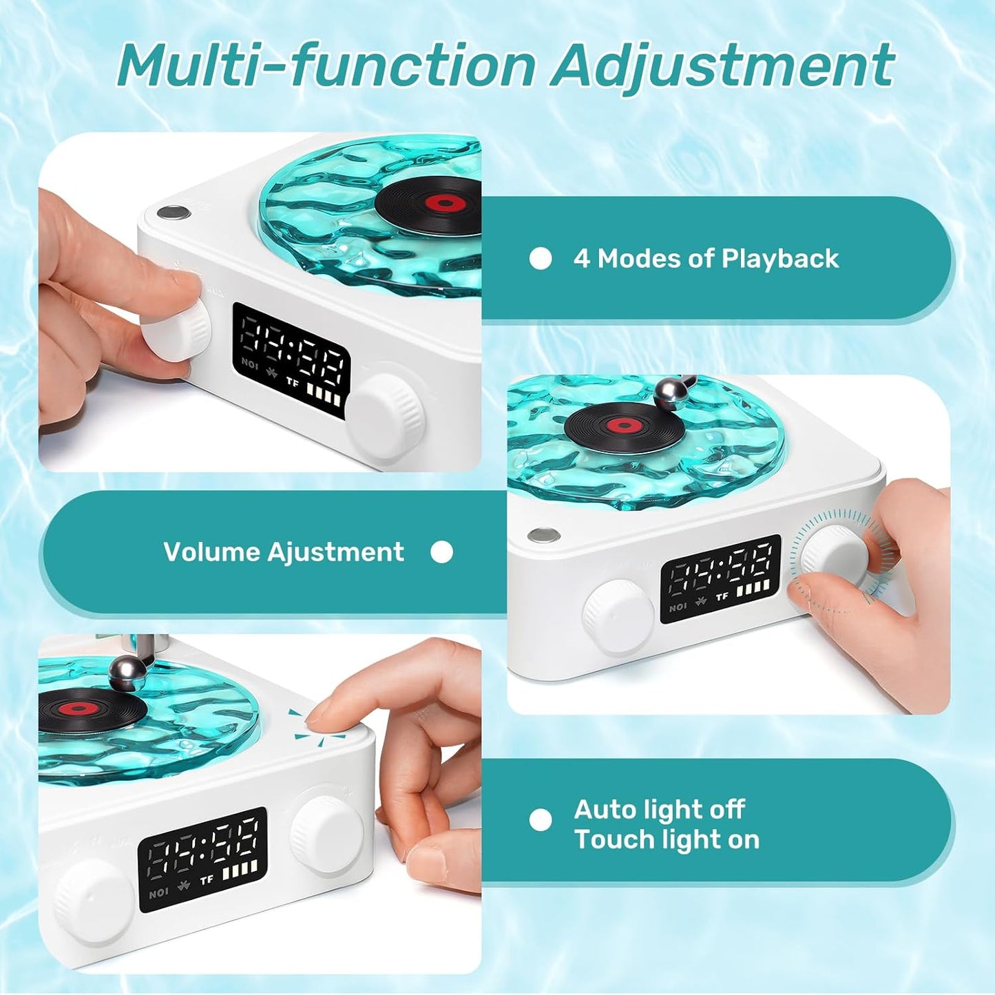 Ocean Waves Vinyl Bluetooth Speaker Ambient Light Music Projector 8644103930013-1