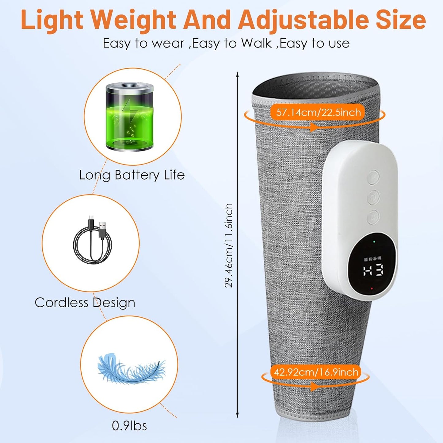 Aeroflux Cordless Leg & Calf Massager With Heat – Air Compression Therapy, Modes, Rechargeable Design 15426142437756-1