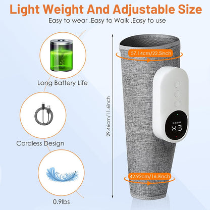 Aeroflux Cordless Leg & Calf Massager With Heat – Air Compression Therapy, Modes, Rechargeable Design 15426142437756-1