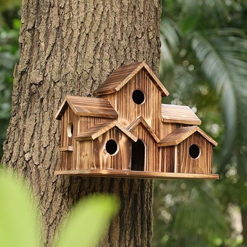 6 Hole Handmade Bird House For Nature Lovers 8545340948782-1