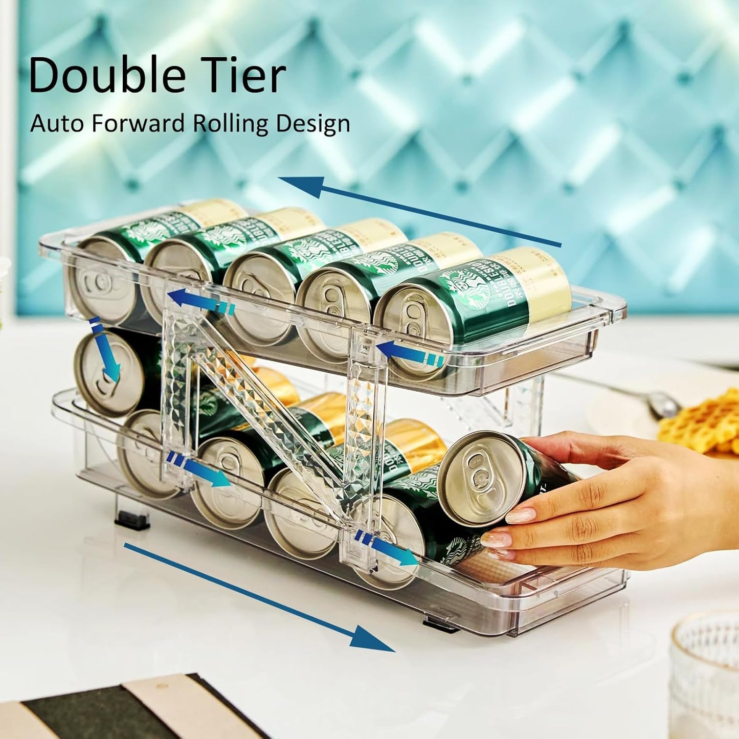 Refrigerator Drink Organizer Dispenser Keeps Beverage Cans Neat And Accessible 14984828846406-1