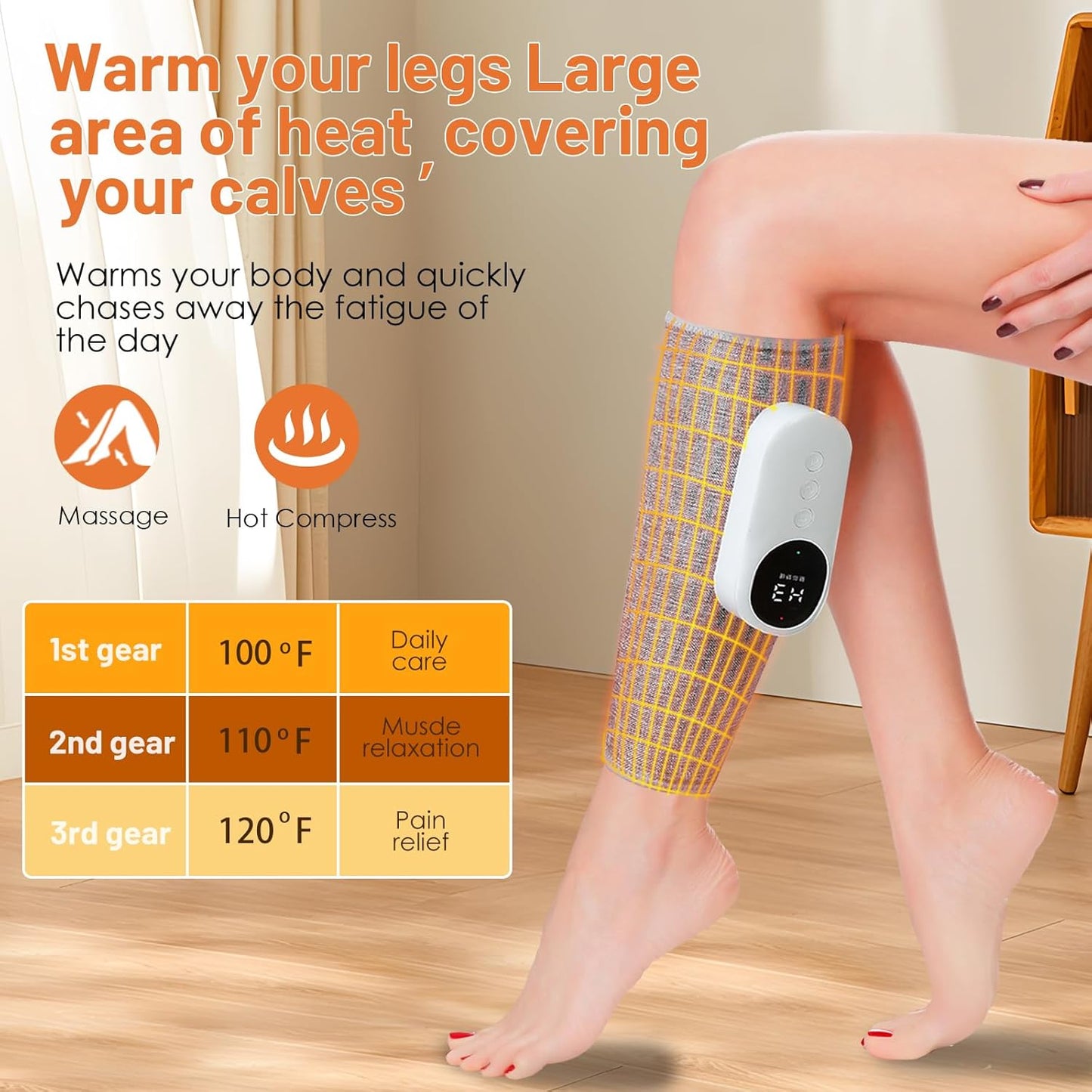 Aeroflux Cordless Leg & Calf Massager With Heat – Air Compression Therapy, Modes, Rechargeable Design 15426142437756-1