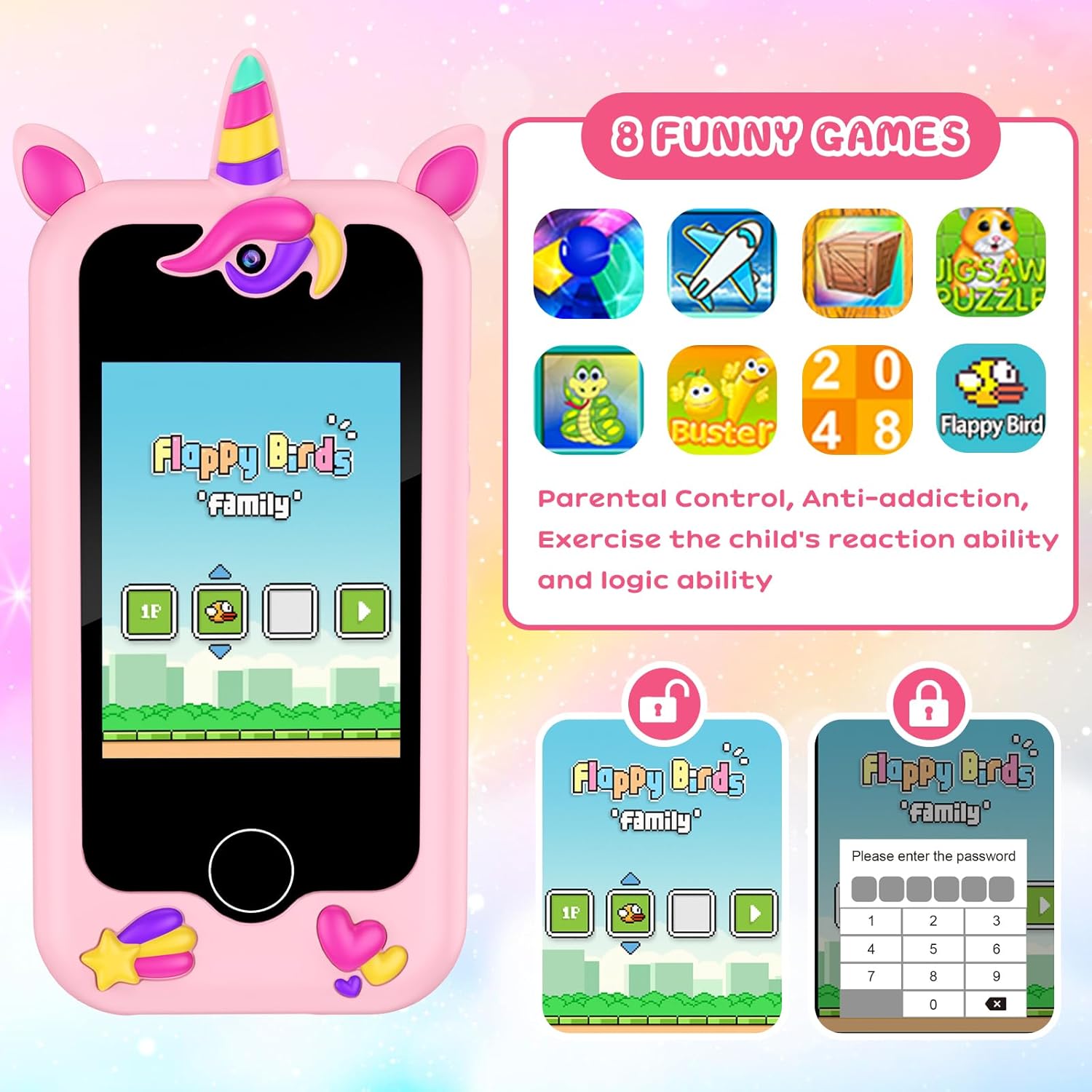 Aeroflux Kids Toy Smart Phone – Unicorn Design Multifunctional Learning & Play Device 15625386459516-1