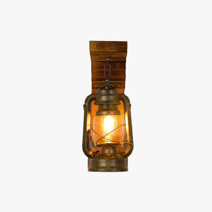 Vintage Wood Wall Lamp – Rustic Sconce with Metal and Glass Design 10175970378067-1