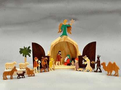Wooden Scene Set Stable Figurines Religious Decoration 9636197171502-1