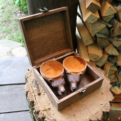 Wooden Bear Mug Hand Carved Rustic Coffee Cup Natural 8591339585838-1