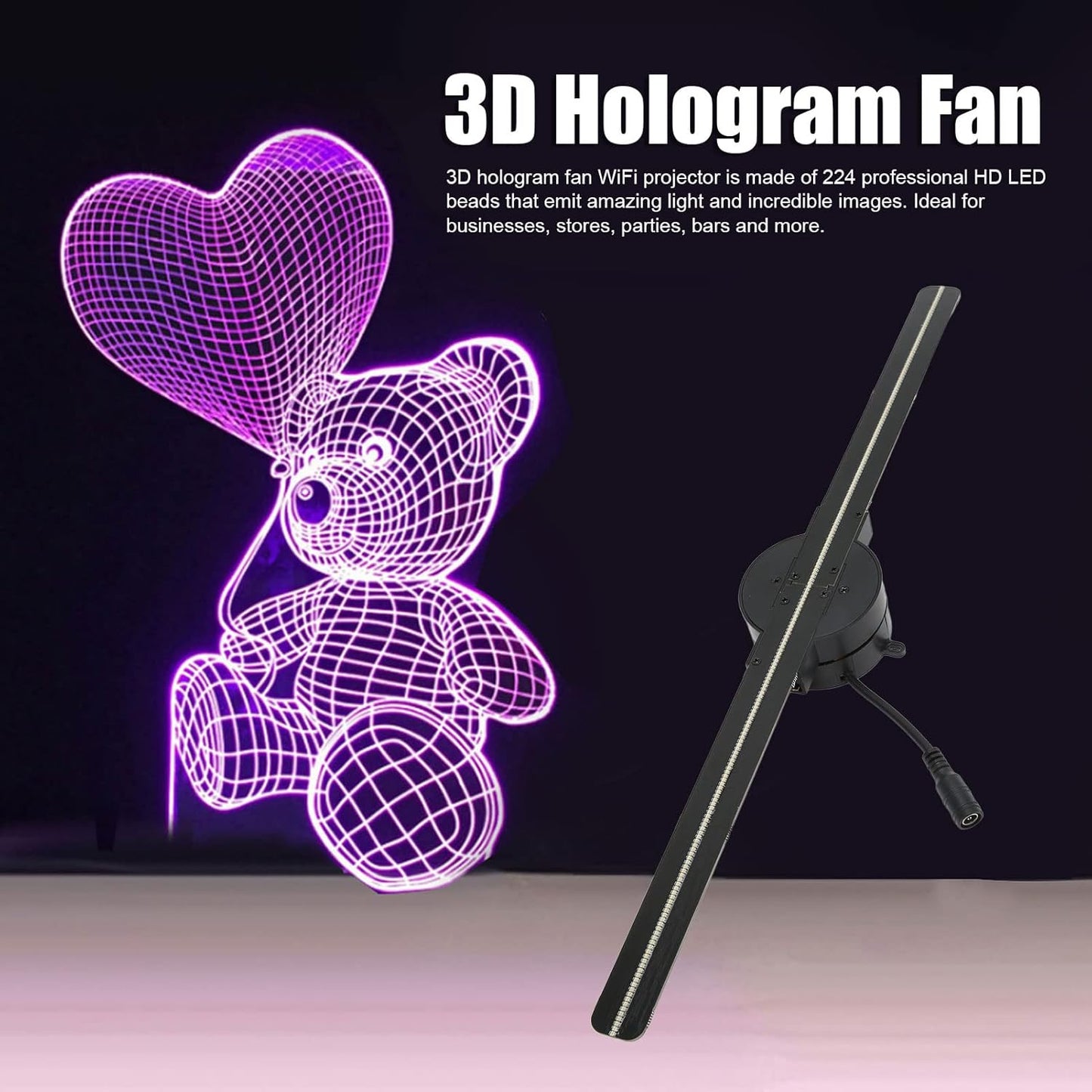 3D Hologram LED Fan Projector for Dynamic Visual Advertising Displays 8523222417539-1