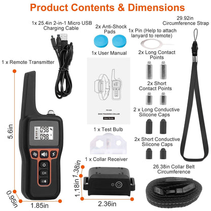 Train Collar OR Receiver Only Options - 3280FT Dog Training Collar IP67 Waterproof Pet Beep Vibration Electric Shock Collar 3 Channels Rechargeable Transmitter Receiver Trainer With Flashlight 9065885991132-1