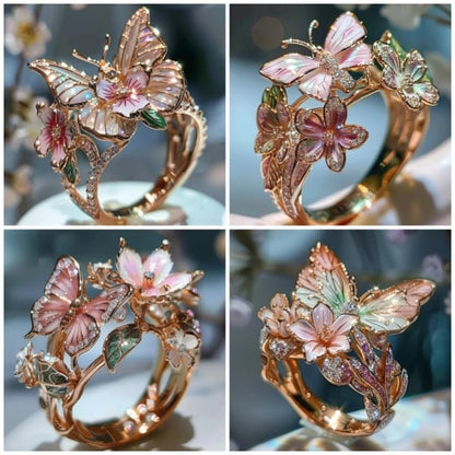 Size Can Be Changed At Will Butterfly Flower Ring 9529869992238-1