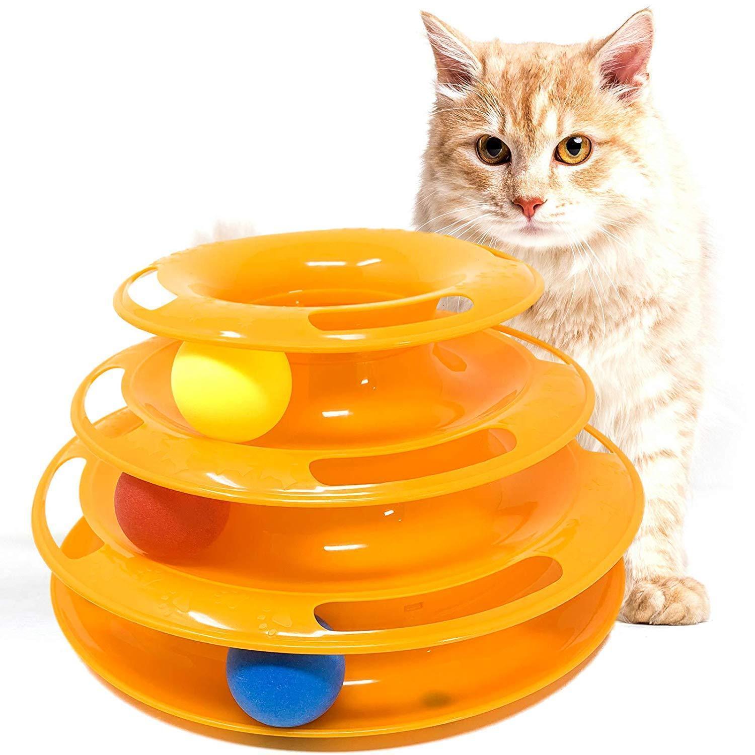 Three Layer Colorful Cat Track Tower Toy 6851955097700-1