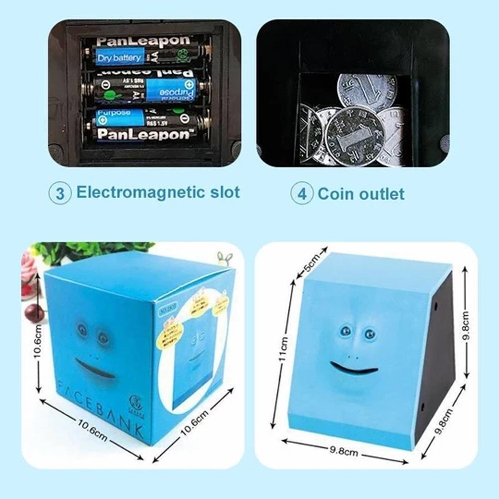 Interactive Funny Face Coin Bank For Kids Saving Money Education 6851975708772-1