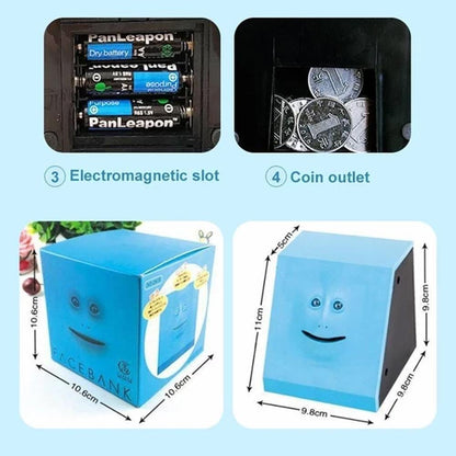 Interactive Funny Face Coin Bank For Kids Saving Money Education 6851975708772-1