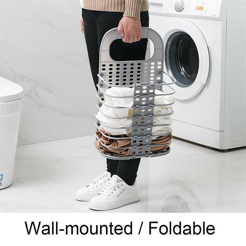 Space Saving Folding Laundry Hamper With Handle And Wall Hook 6852124573796-1