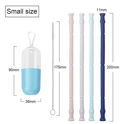 Reusable Silicone Drinking Straw Set With Brush And Portable Case 6851970531428-1