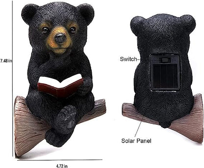 Solar Bear Reading Statue Light 9617860493614-1