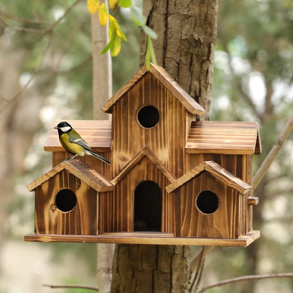6 Hole Handmade Bird House For Nature Lovers 8545340948782-1