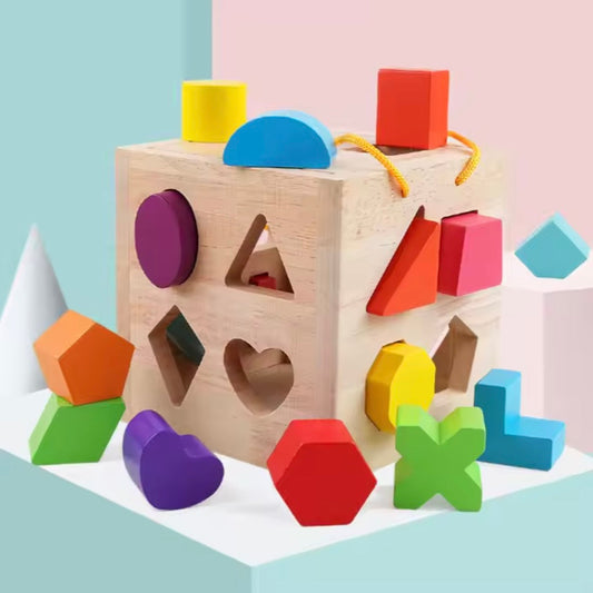 Wooden Shape Sorting Toy for Early Learning and Color Recognition 10407608418638-1