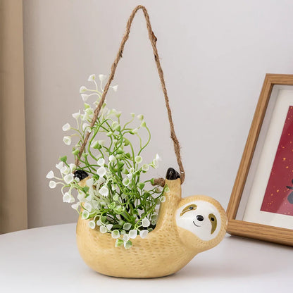 Sloth Hanging Ceramic Wall Vase 14815618498886-1