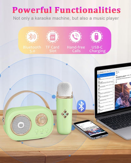 Bluetooth Karaoke Machine With Dual Microphones Kids Portable Singing Fun 14906003554630-1