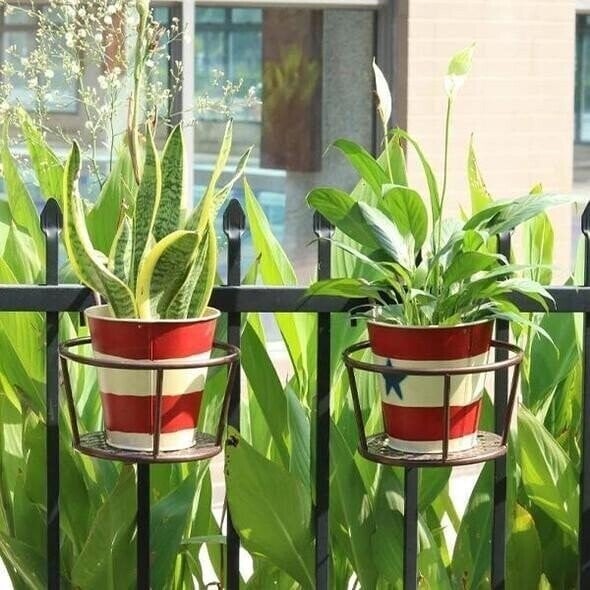Metal Hanging Flower Pot Stand Balcony Rail Garden Plant Holder 9774297612590-1