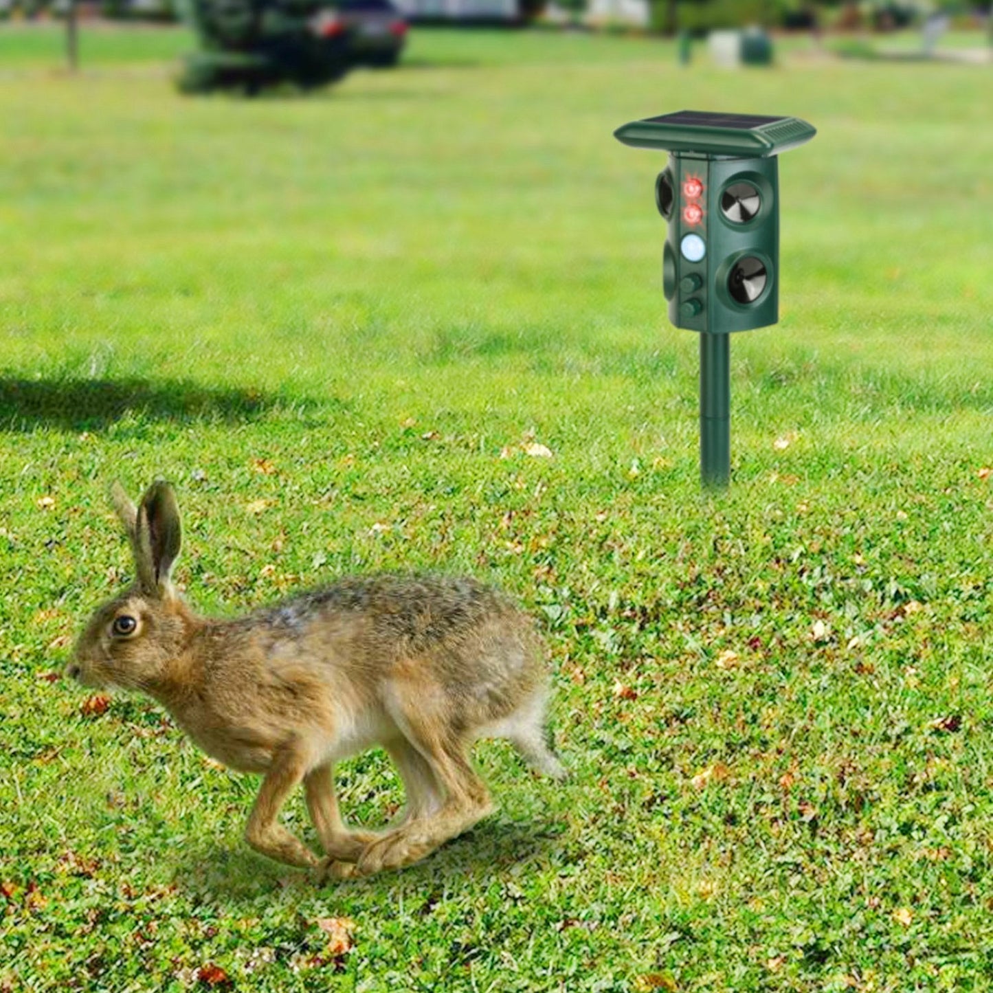Solar Ultrasonic Animal Repeller Solar Powered Animal Repellent Chaser With PIR Motion Sensor IP54 Waterproof Sound Flashing Light For Deer Raccoon Squirrel Mice Snakes Cat Dog 9018880721116-1