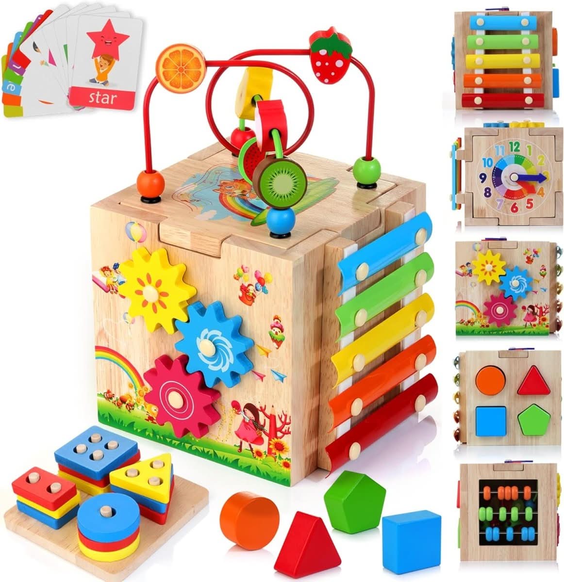 8-In-1 Montessori Toy - Multifunctional Activity Cube For The Motor And Cognitive Development Of Babies 10175724388616-1