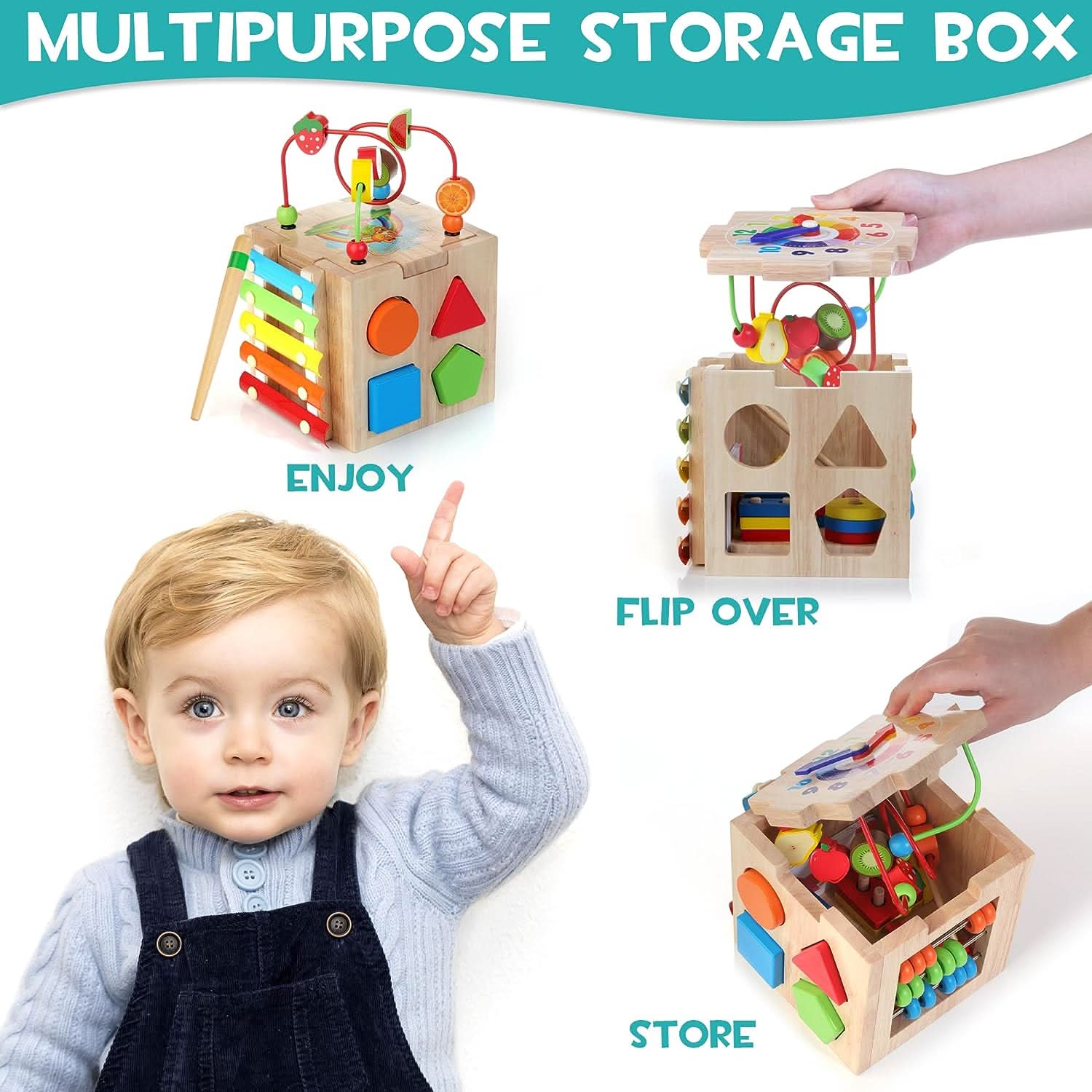 8-In-1 Montessori Toy - Multifunctional Activity Cube For The Motor And Cognitive Development Of Babies 10175724388616-1