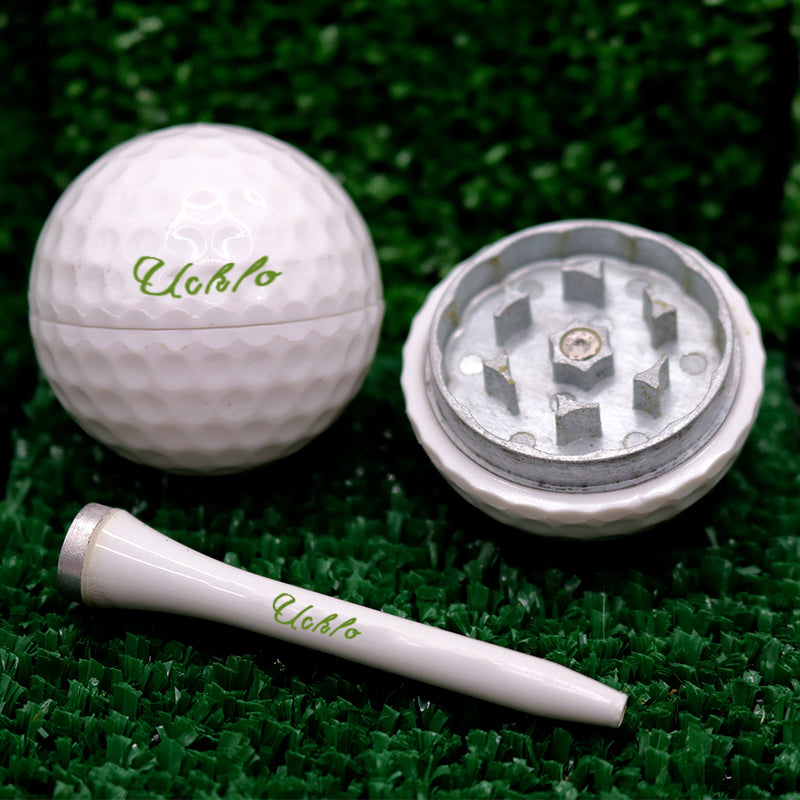 Golf Ball Herb Grinder Stash Container Tee Pipe Set 9588273021230-1