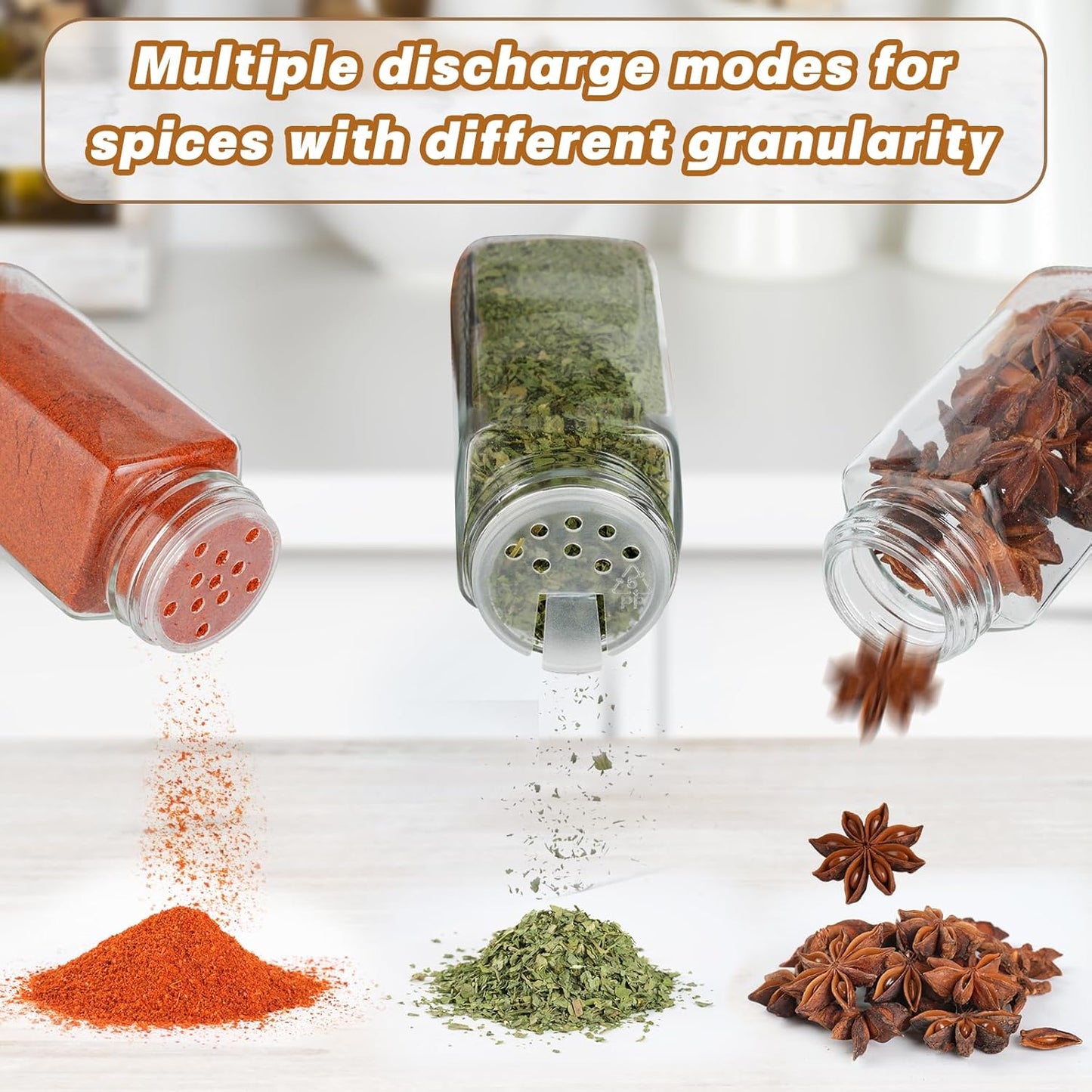 Glass Spice Jar Set Bamboo Lid Labels Funnel Brush 8671164006557-1