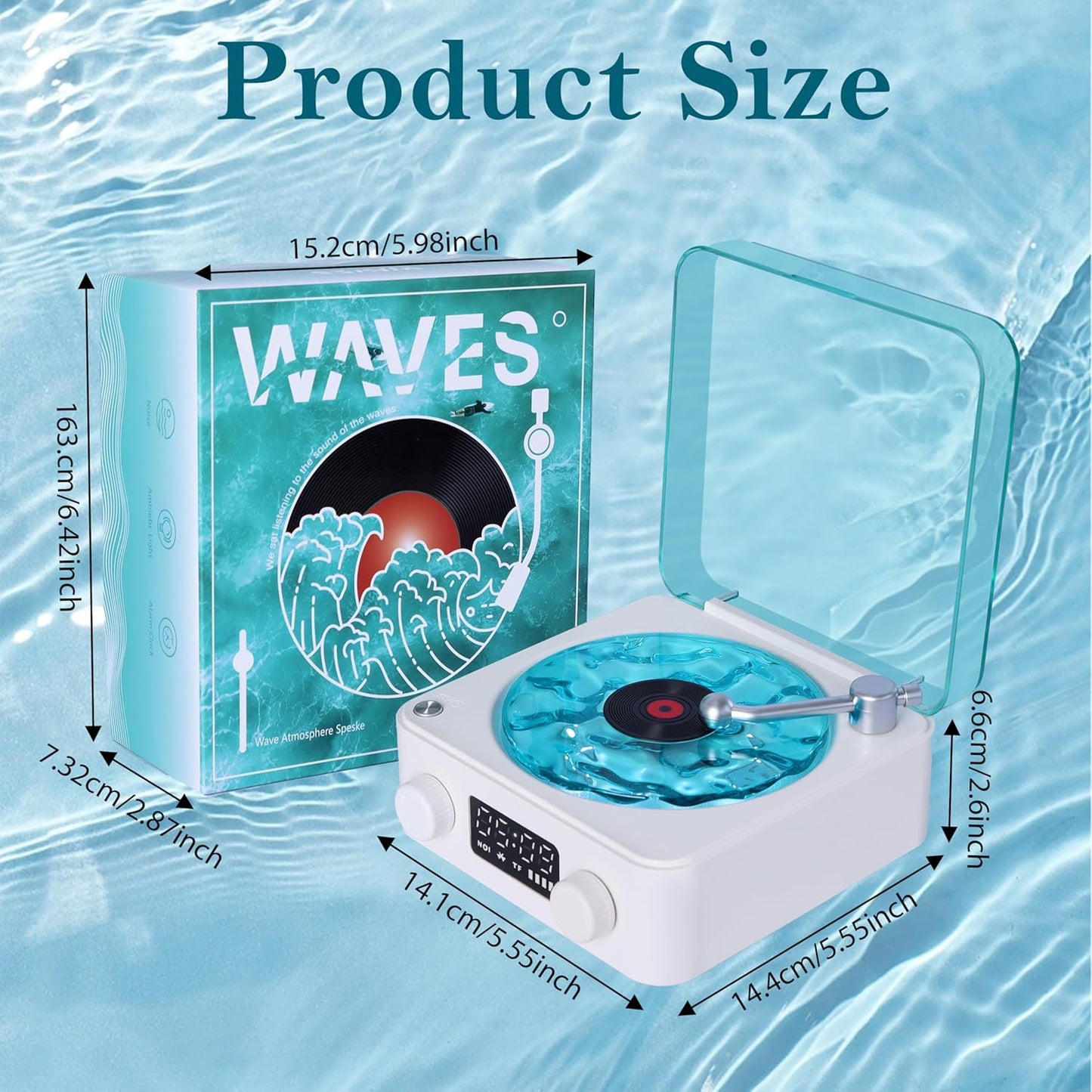 Ocean Waves Vinyl Bluetooth Speaker Ambient Light Music Projector 8644103930013-1