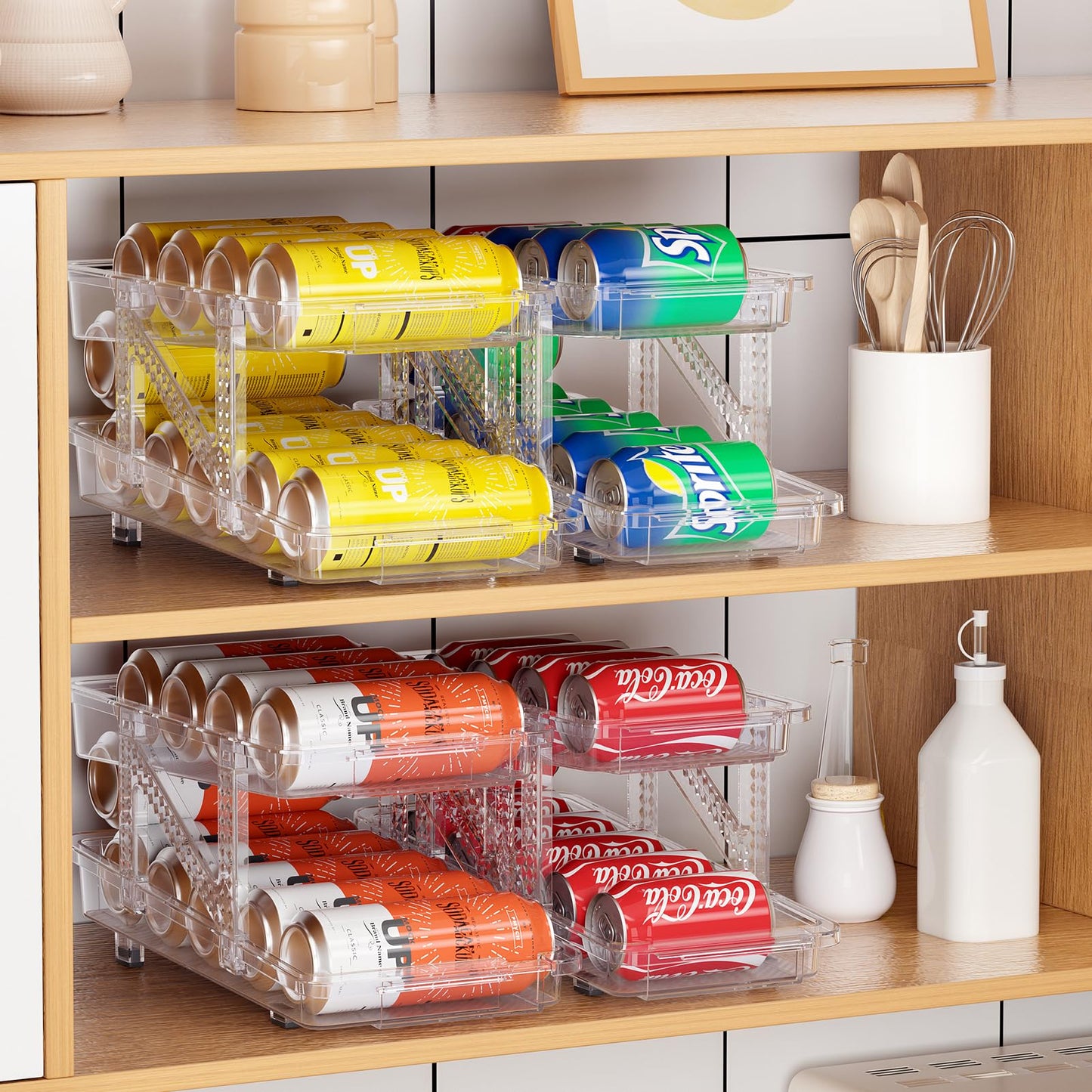 Refrigerator Drink Organizer Dispenser Keeps Beverage Cans Neat And Accessible 14984828846406-1