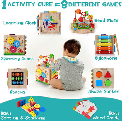 8-In-1 Montessori Toy - Multifunctional Activity Cube For The Motor And Cognitive Development Of Babies 10175724388616-1