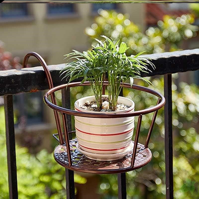 Metal Hanging Flower Pot Stand Balcony Rail Garden Plant Holder 9774297612590-1