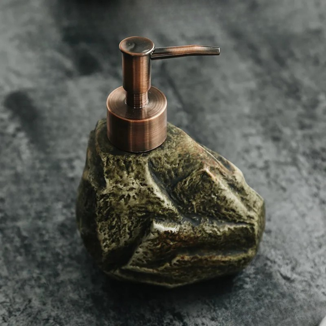 Volcanic Stone Soap Dispenser With Matte Bronze Pump 11647634407692-1