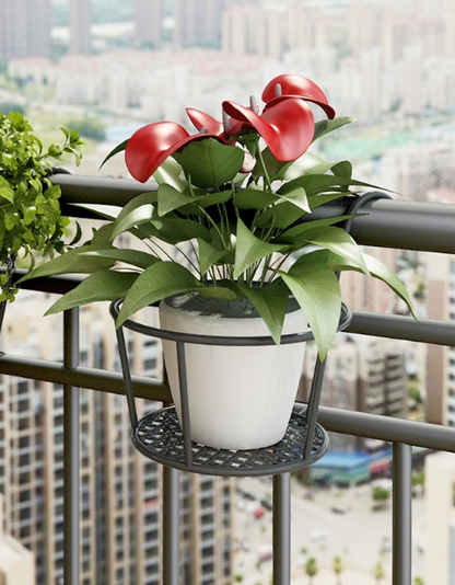 Metal Hanging Flower Pot Stand Balcony Rail Garden Plant Holder 9774297612590-1