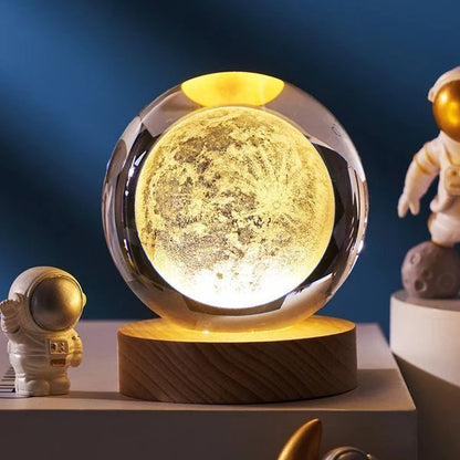 3D Solar System Crystal Ball With Optional LED Light Base 9739844026670-1