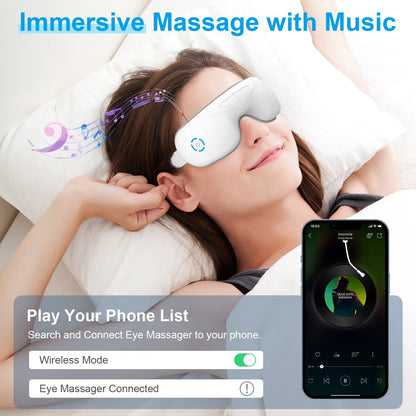 1Pc Eye Massager With Heat Music Air Pressure Vibration Massage Rechargeable For Men Women Elders Wireless Eye Mask 8998454853852-1